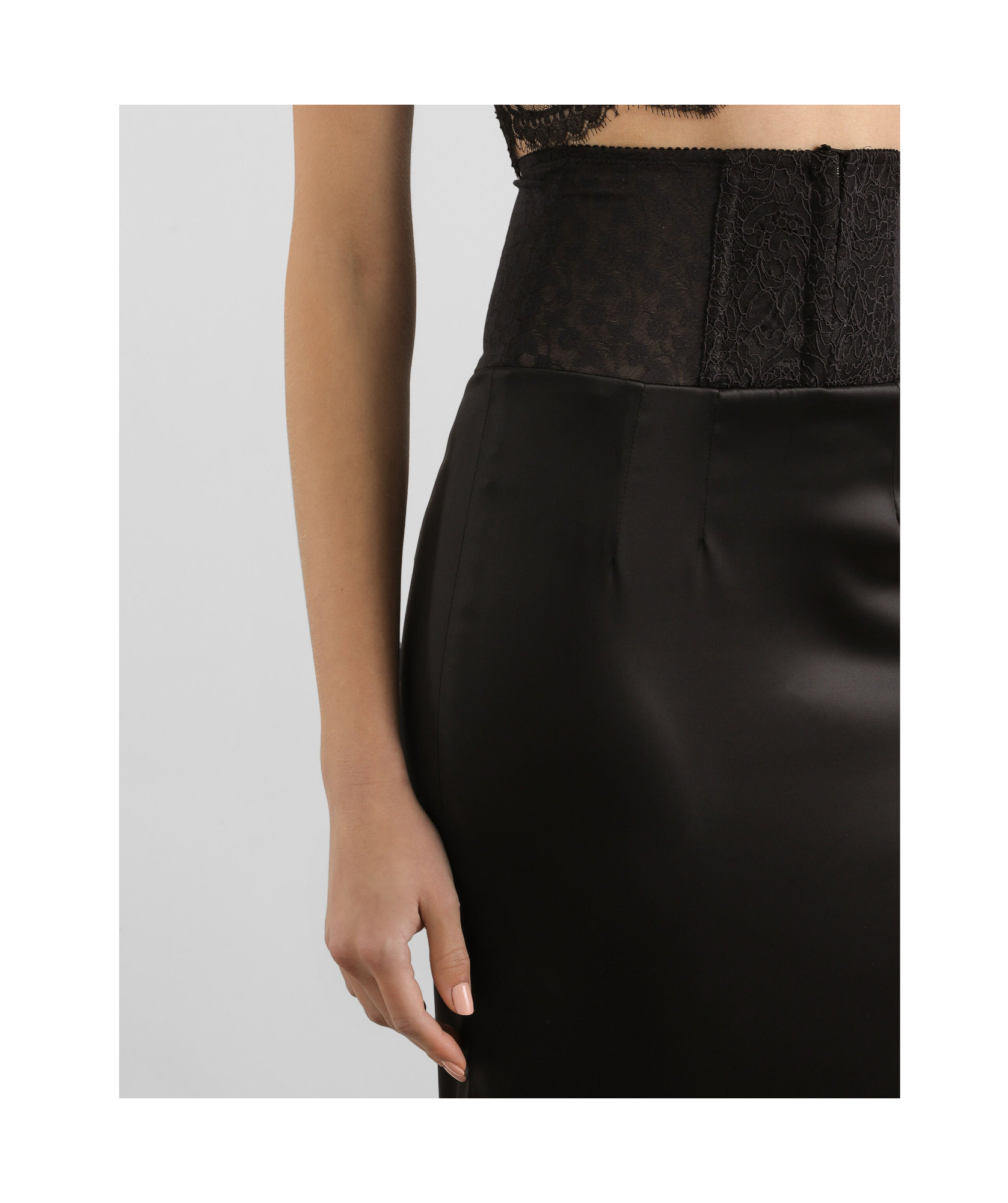 Dolce & Gabbana Lace-appliqué Midi Skirt In Black