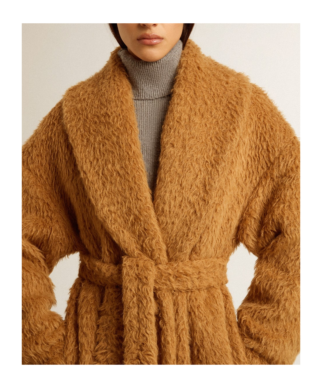 Golden Goose Belted Over Coat In Brown