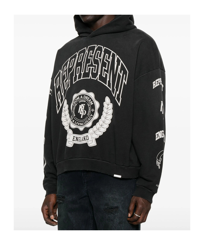 Represent Long-sleeved Hooded Sweatshirt In Black
