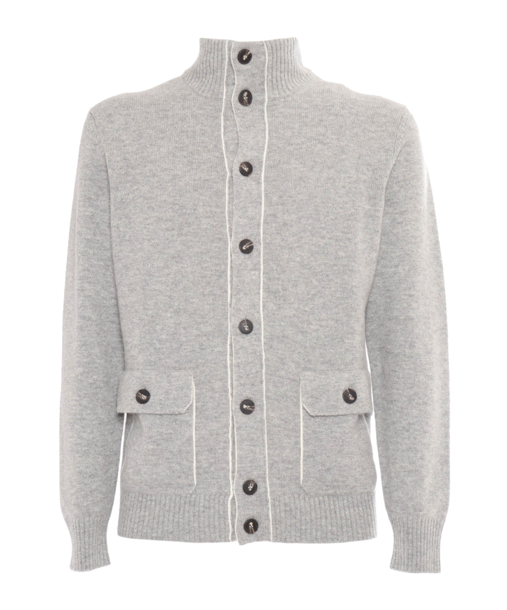 Kangra Cashmere Long-sleeved Sweater Cardigan In Gray