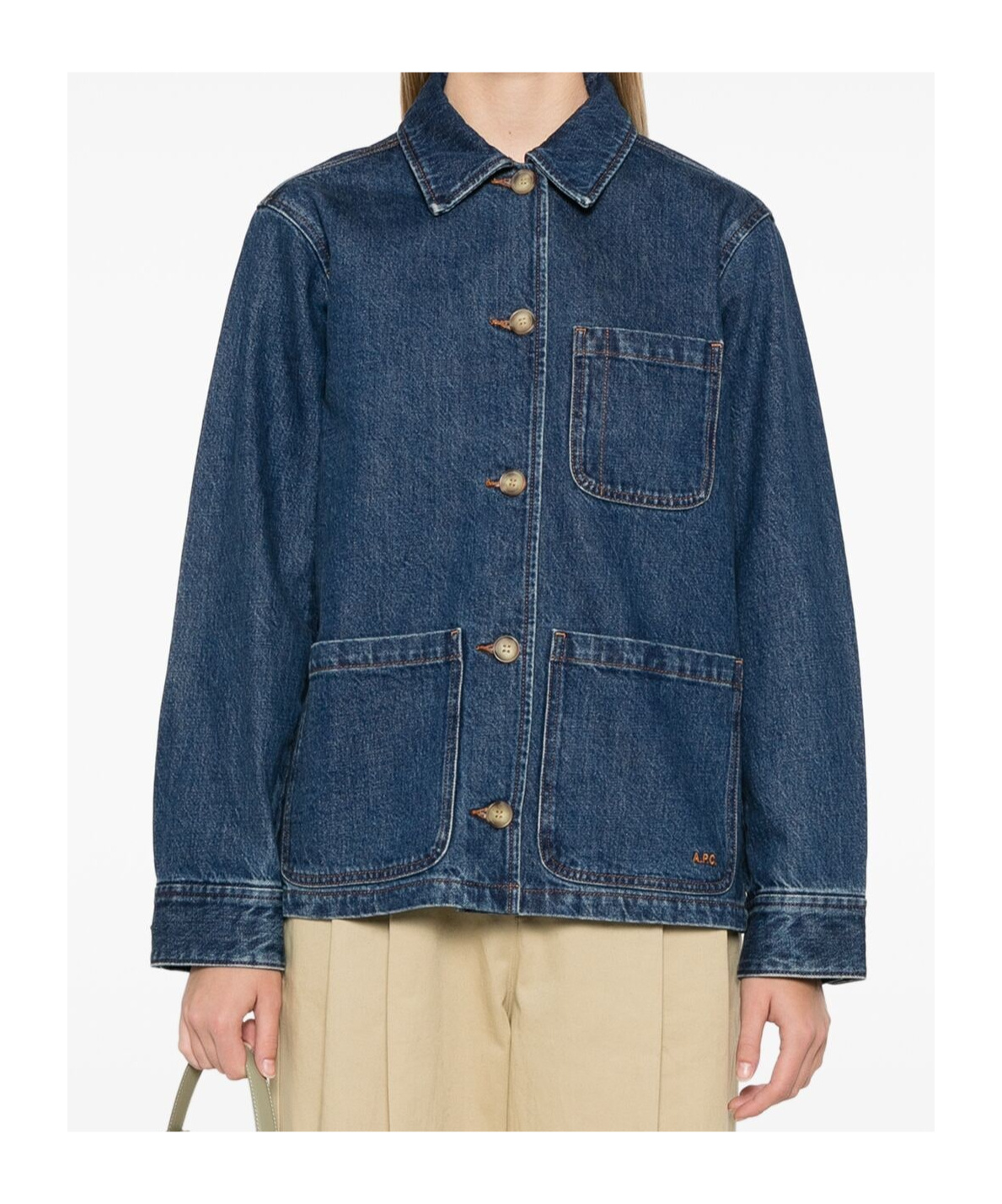 Shop Apc Silvana Denim Jacket In Blue