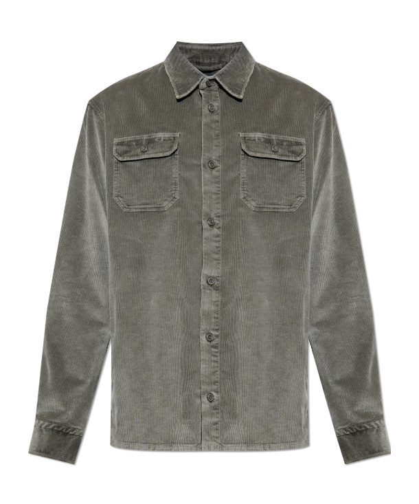 Paul & Shark Corduroy Double-pocket Shirt In Gray