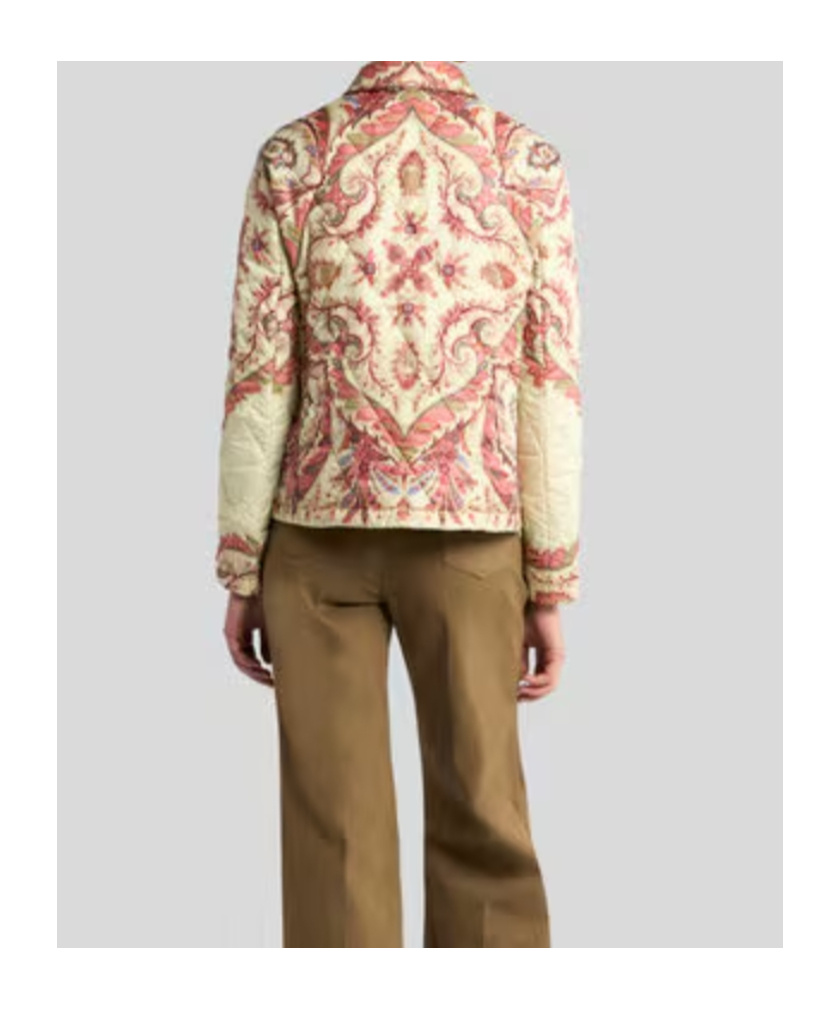 Etro Padded Jacket With Foliage Print In Multi