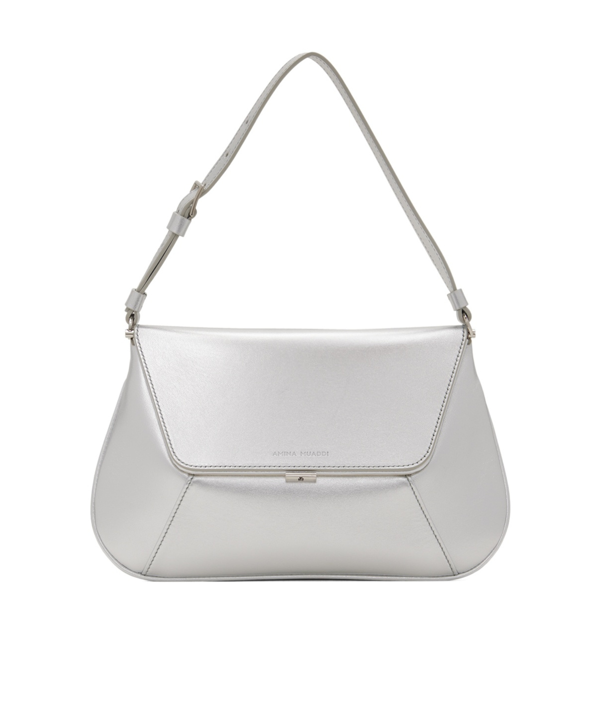 Amina Muaddi Calf Leather Rectangular Shoulder Bag In White