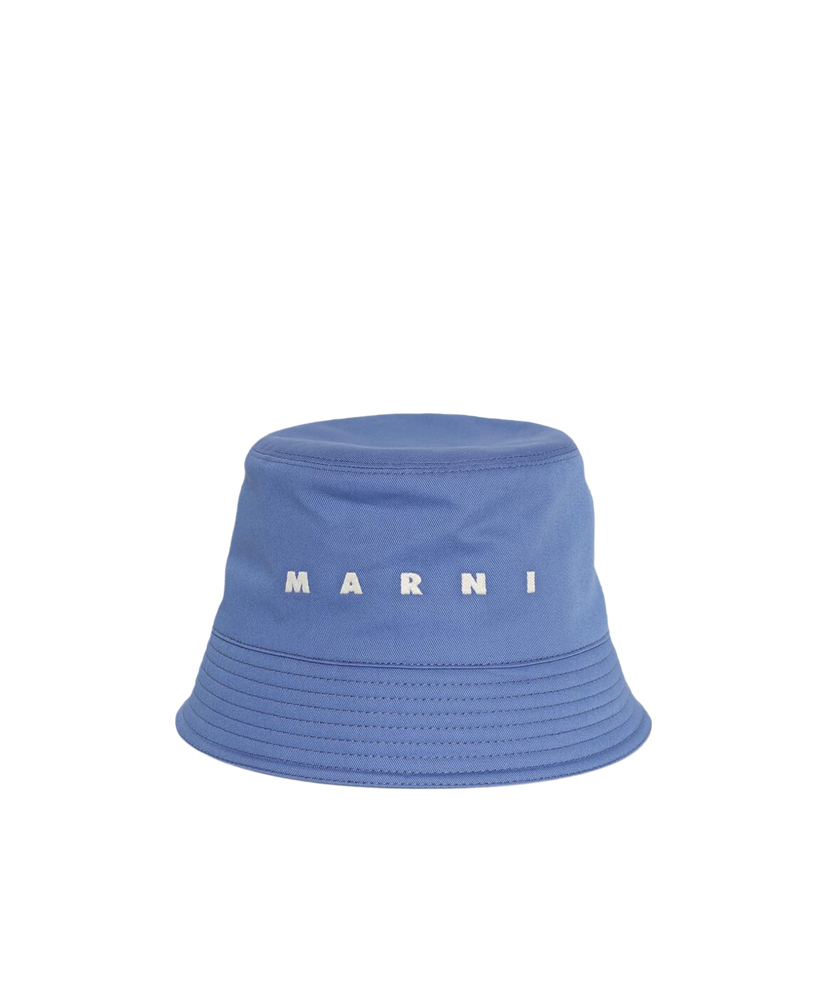 Marni Logo-embroidered Cotton Bucket Hat In Blue
