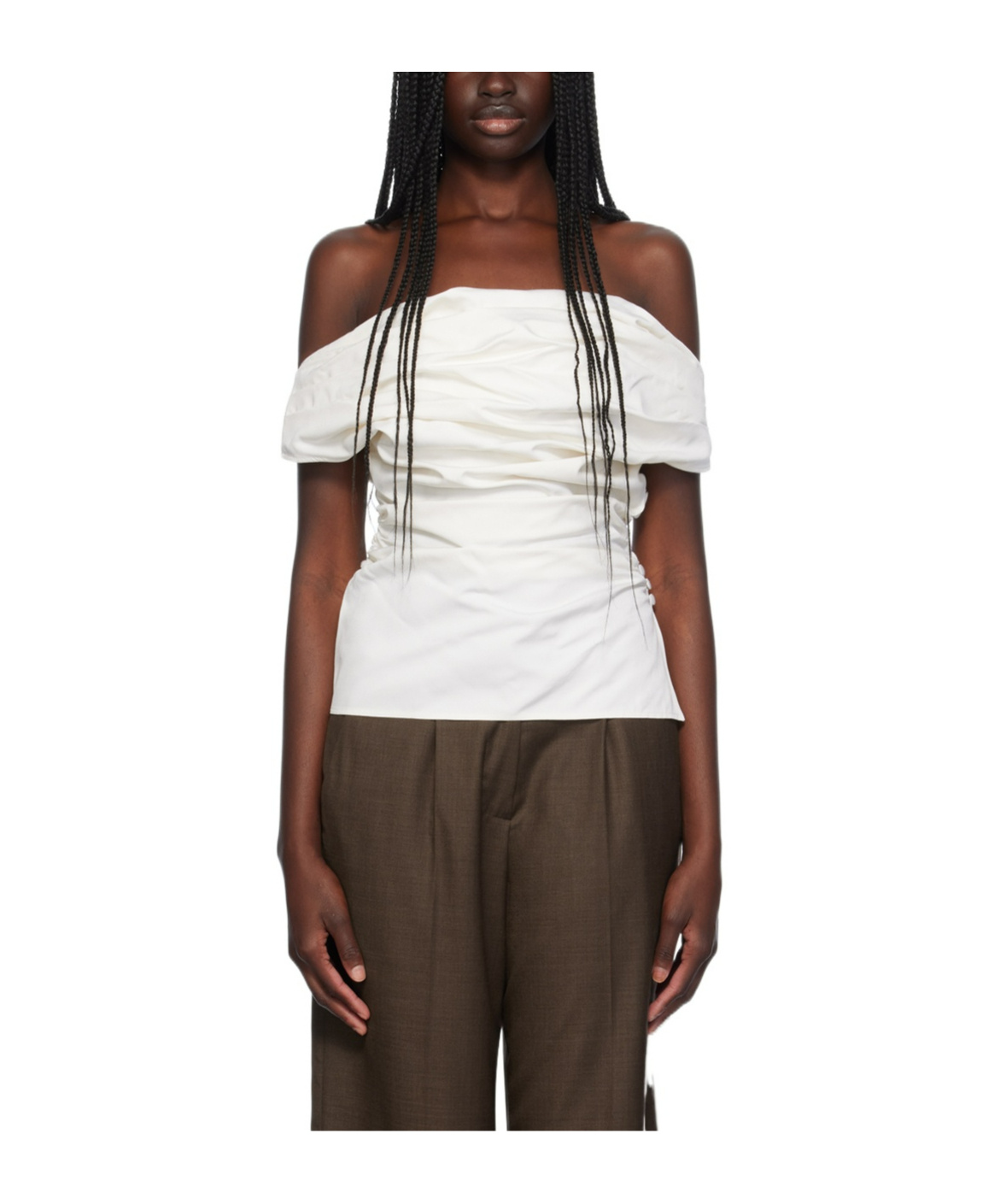 Magda Butrym Strapless Design Blouse In Brown