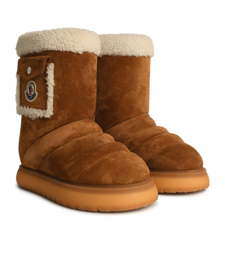 Moncler Gaia Pocket Suede Ankle Boots In Brown