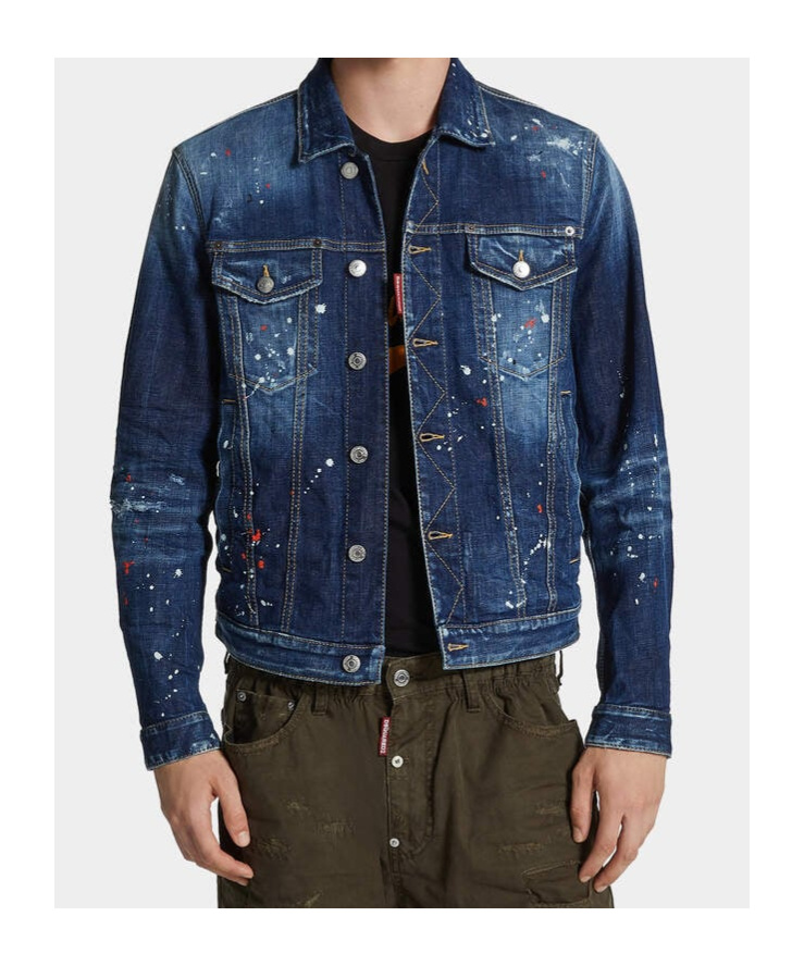 Dsquared2 Dan Jean Jacket With Destroyed Effect In Blue