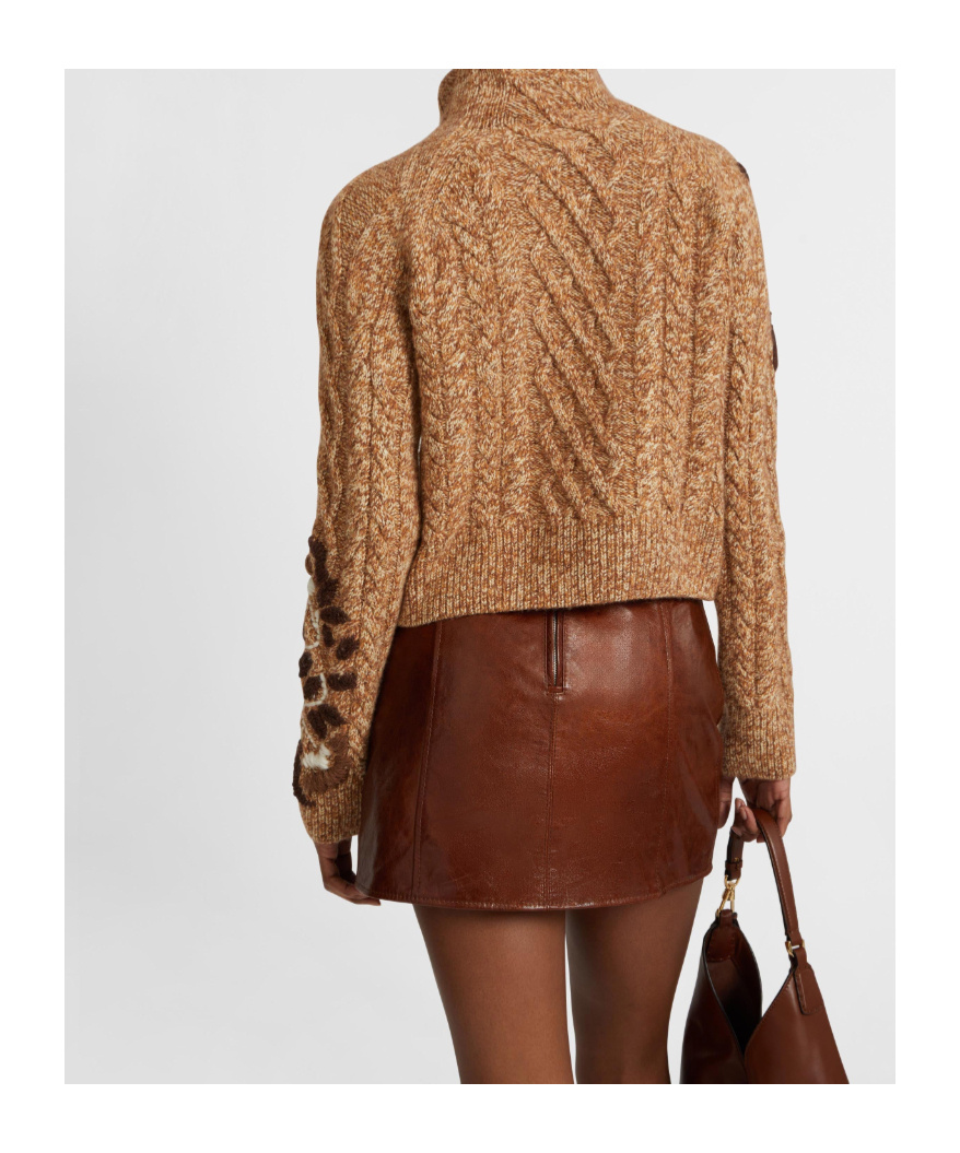 Ermanno Scervino Leather Miniskirt With Zip Pockets In Brown