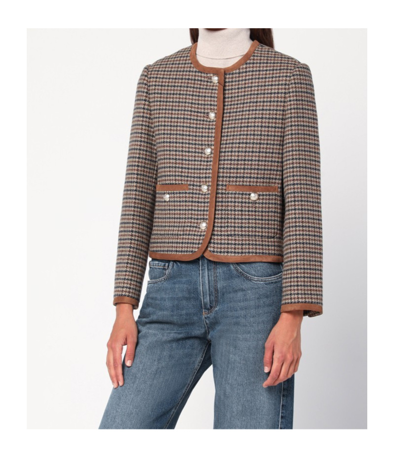 Dunst Houndstooth Pearl-button Jacket In Gray