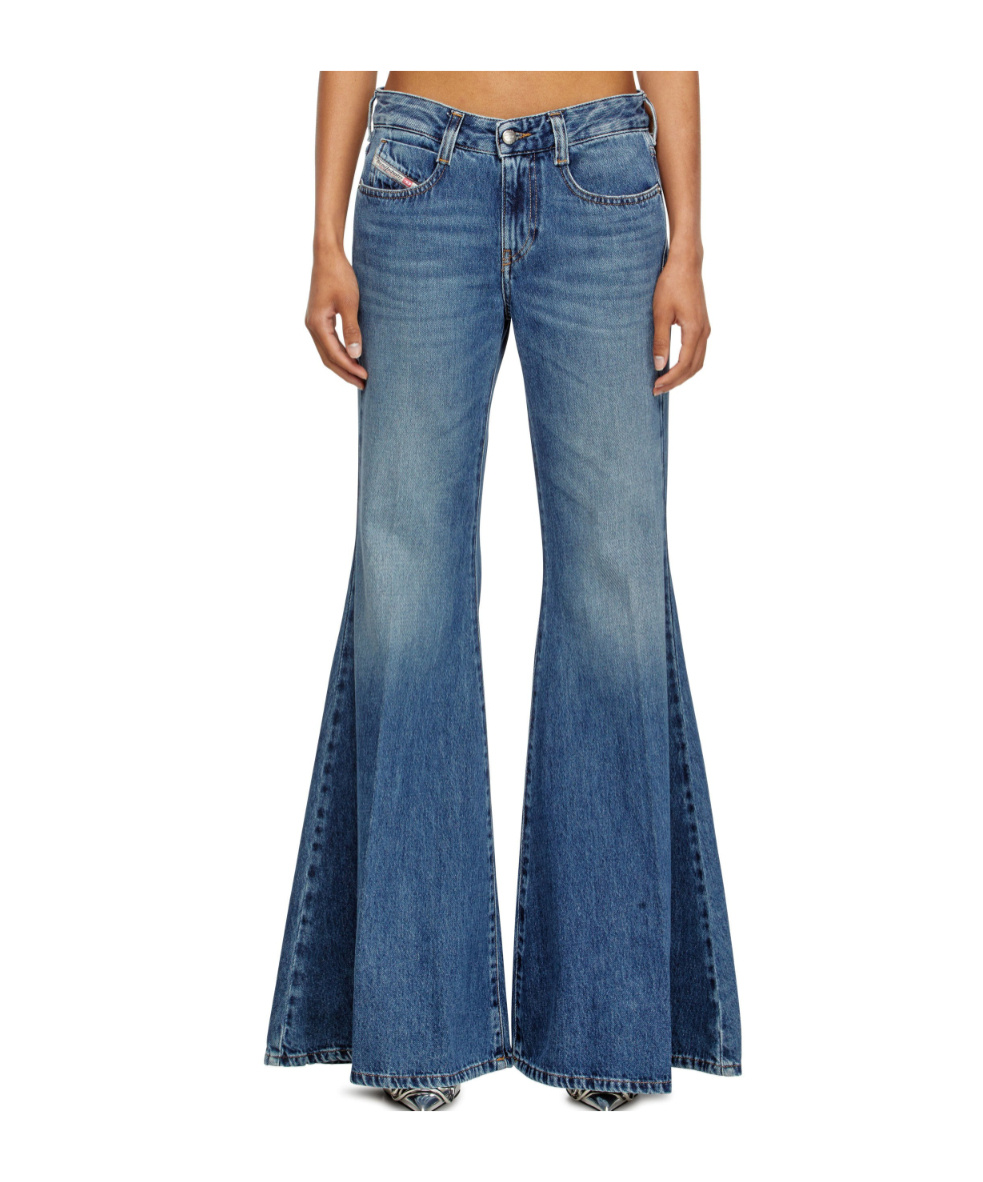 Diesel Straight Flared Trousers Belt Loops In Blue