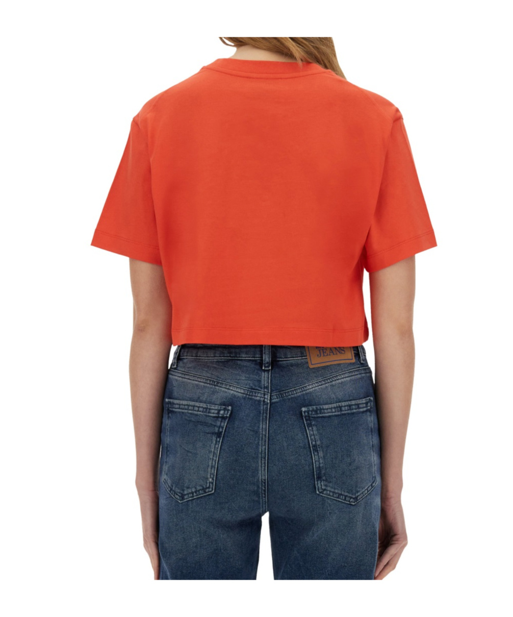Moschino Playful Ice-cream Print Cropped T-shirt In Red