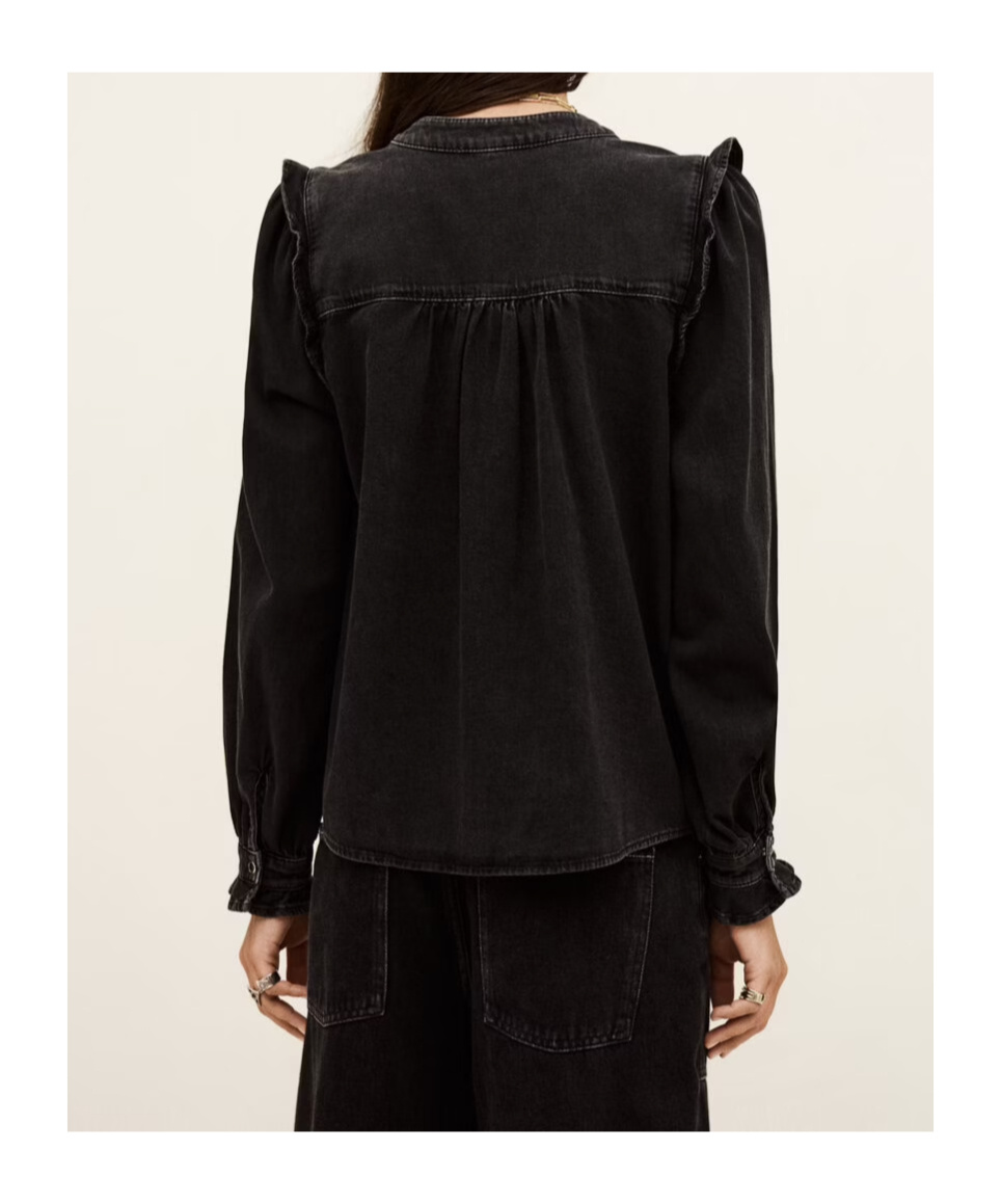 Bash Ruffled Long-sleeved Blouse In Black