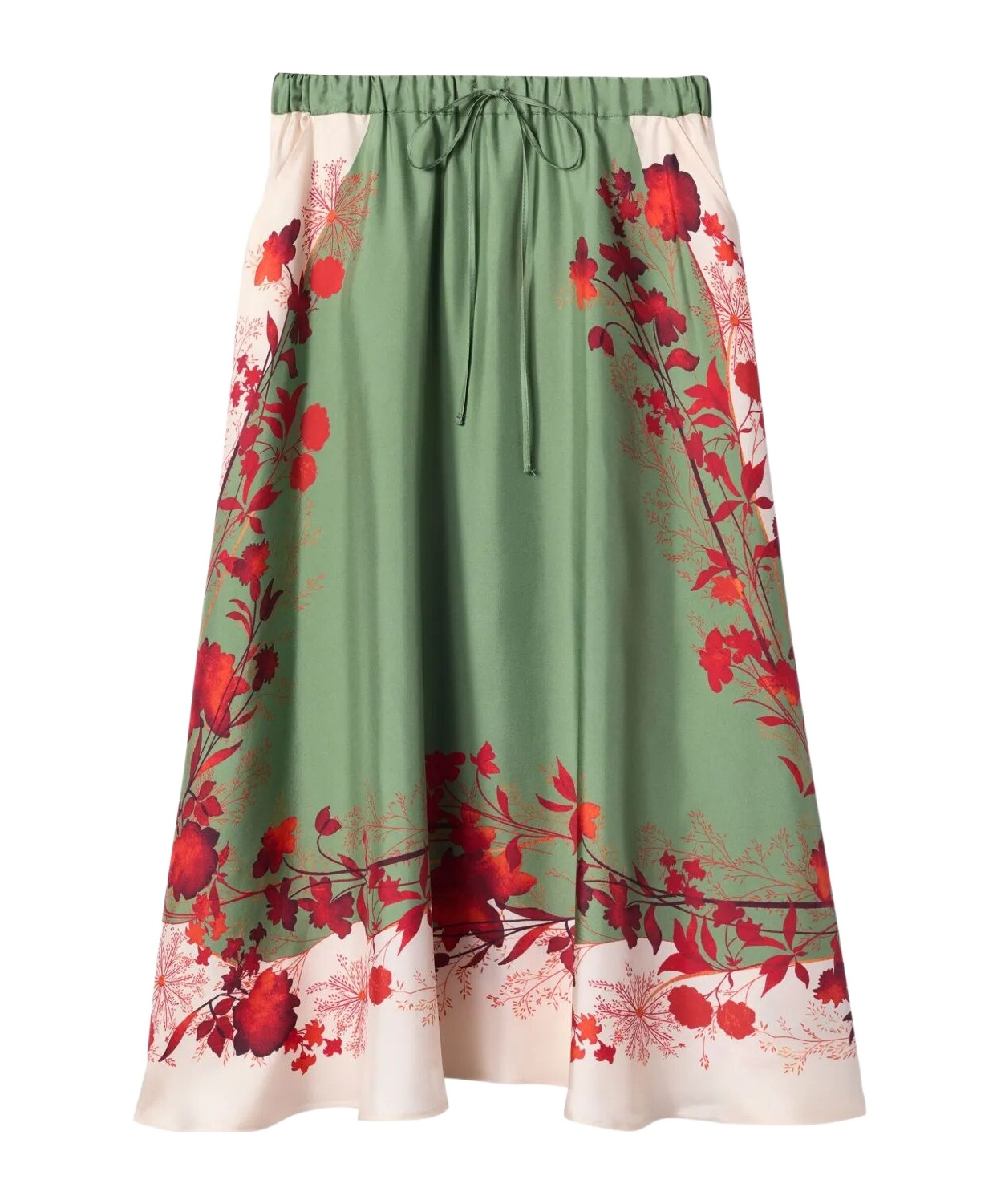 La Doublej Silk Drawstring Skirt In Green