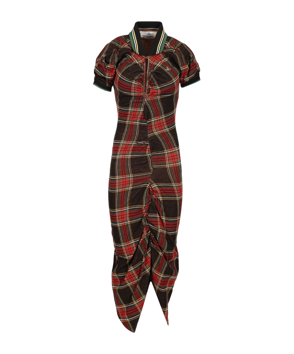 Vivienne Westwood Pulling Dress Tartan Piquet Red-green Xl Women In Multi