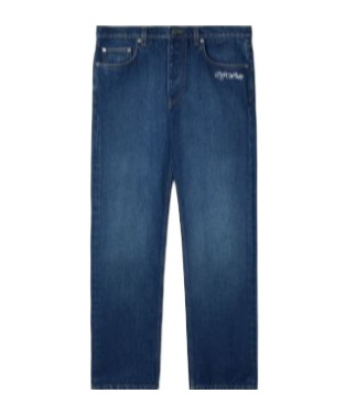 Shop Off-white Script Tapered Jeans In Blue