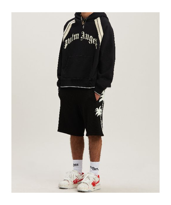 Palm Angels Logo-print Cotton Hoodie In Black