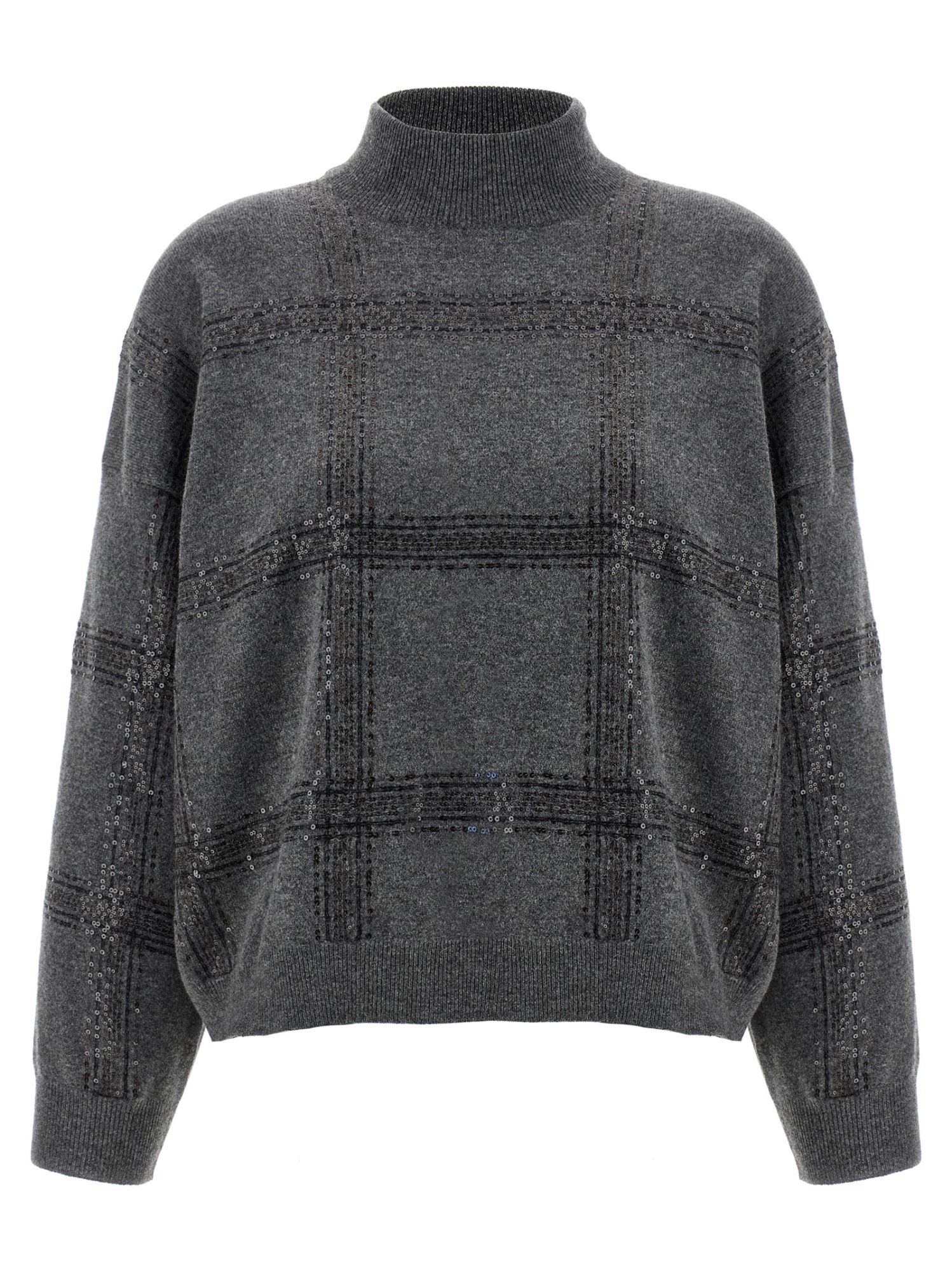 Brunello Cucinelli Turtle-neck Sweater Sweaters And Cardigans Gray In Black