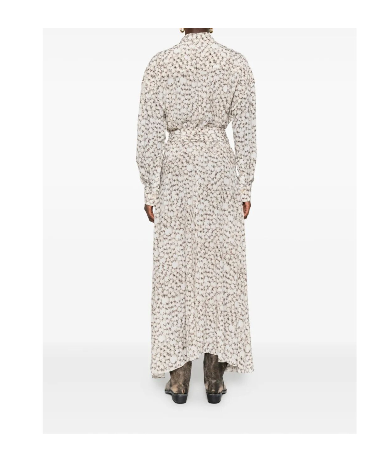 Isabel Marant Floral Long Sleeve Shirt Dress With Belt In Gray
