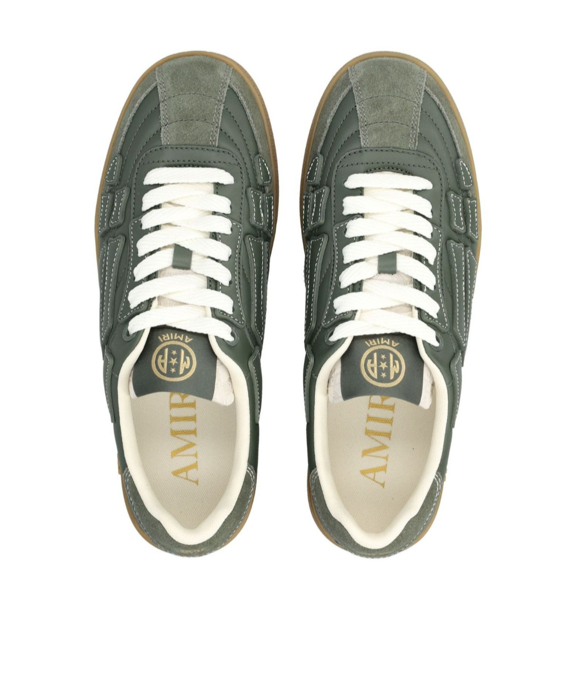 Amiri Pacific Bones Leather Sneakers In Gray