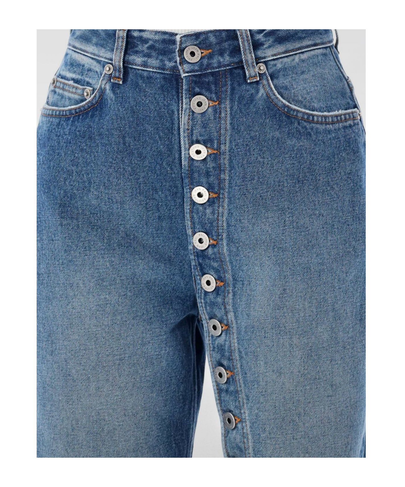 Shop Jean Paul Gaultier Button Jeans In Blue