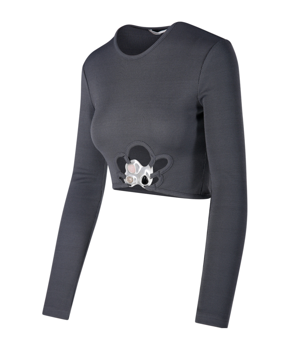 Christopher Esber Crop Top Trio Stone In Black