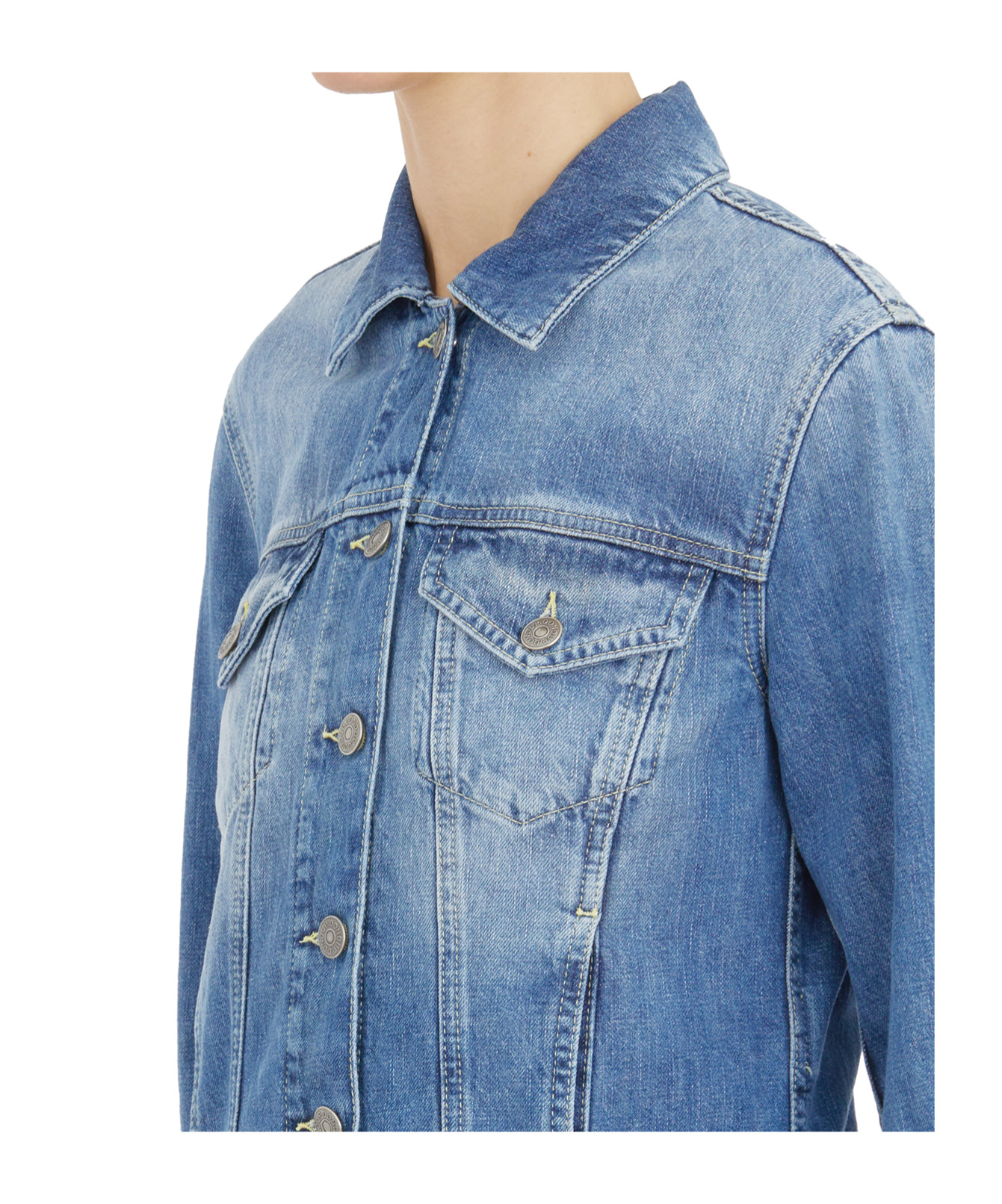 Dondup Long-sleeved Denim Coat In Blue