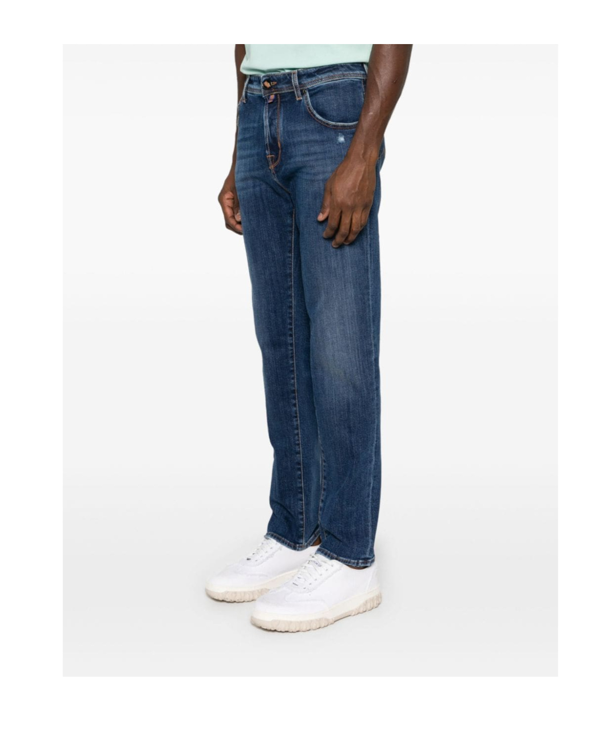 Jacob Cohen Blue Slim Five Pockets Jeans With Logo Patch In Blue
