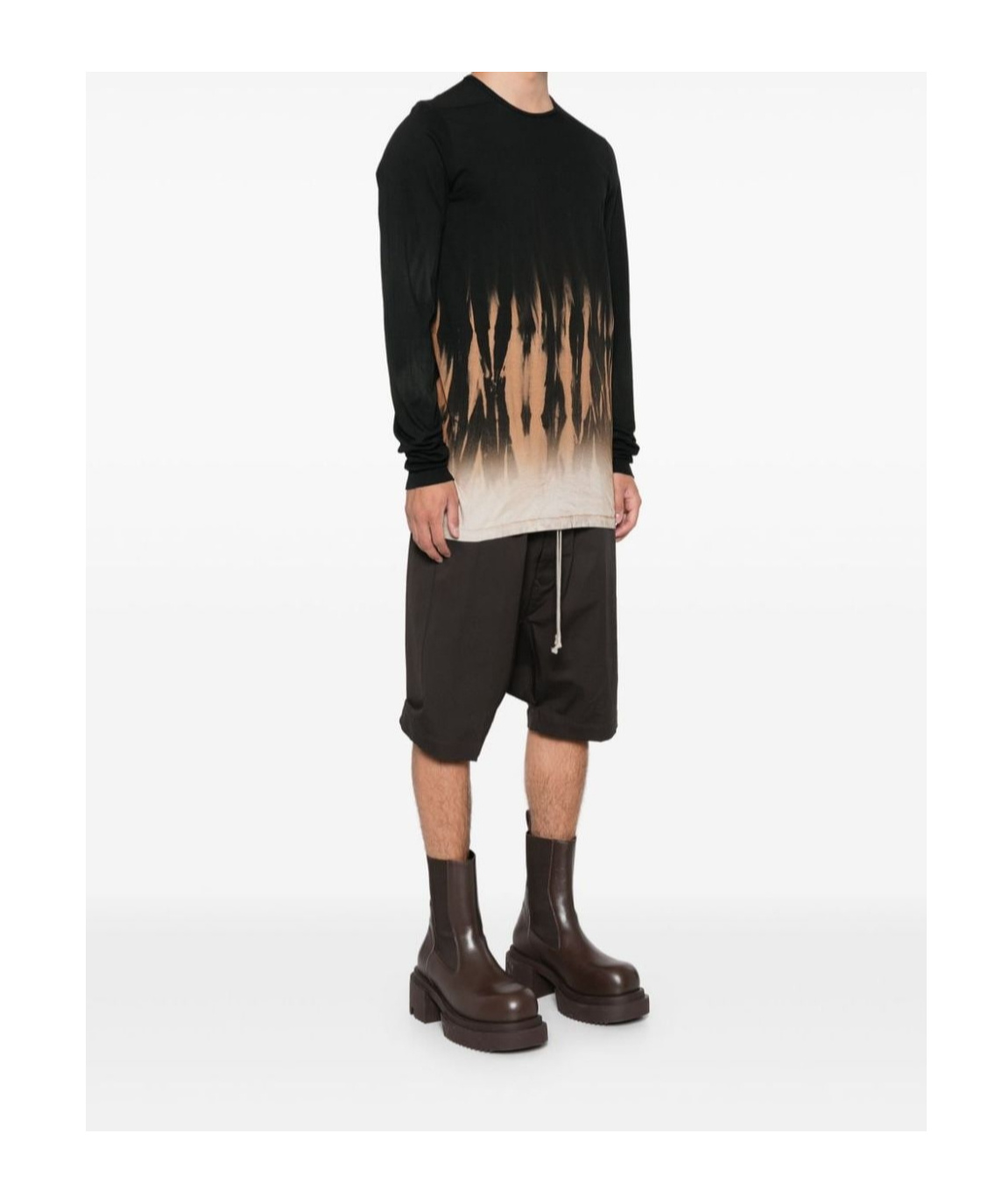 Rick Owens Drkshdw Abstract Print T-shirt Drawstring Detail In Black