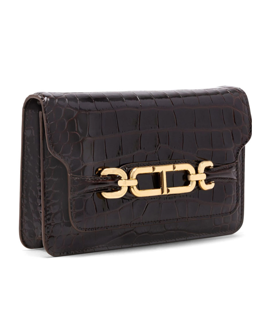 Tom Ford Small Whitney Crocodile-embossed Shoulder Bag In Black