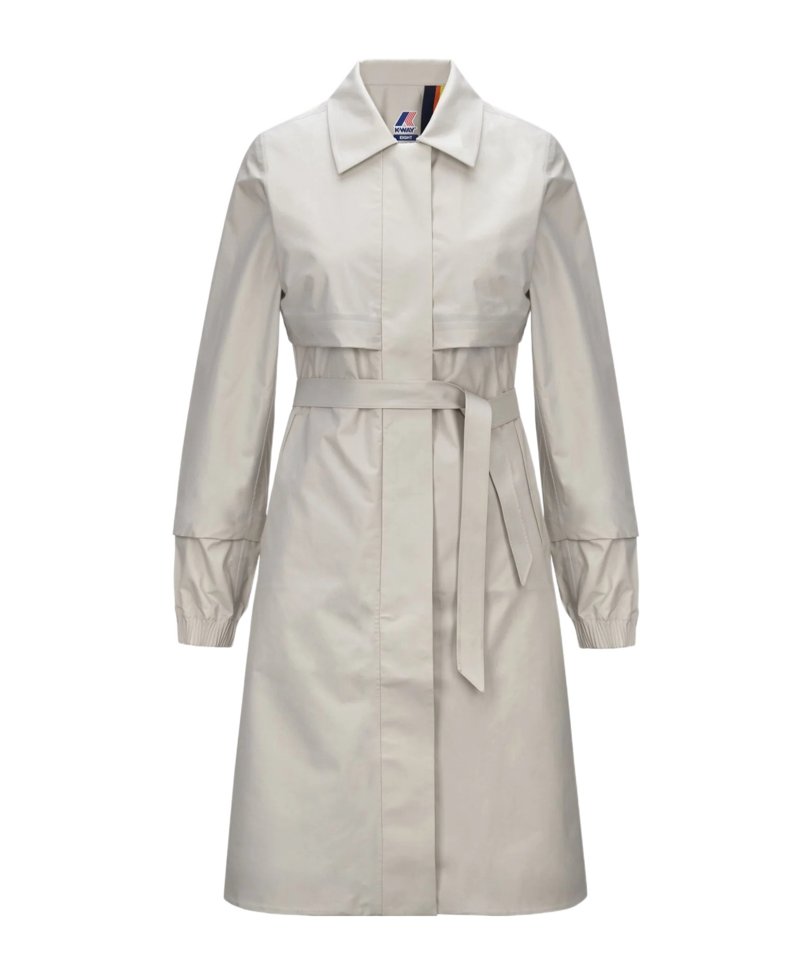 K-way Long Sleeve Snap Button Trench Coat In Gray
