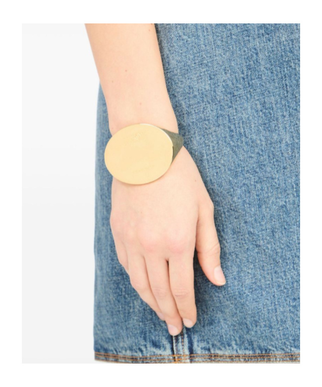 Mm6 Maison Margiela Logo-engraved Cuff Bracelet In Gold