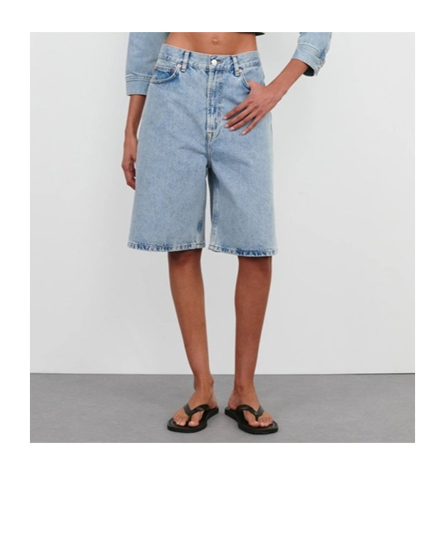 Wardrobe.nyc Low Rise Denim Shorts In Blue
