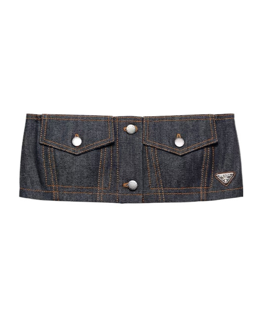 Prada Crop-top Aus Selvedge-denim In Blue