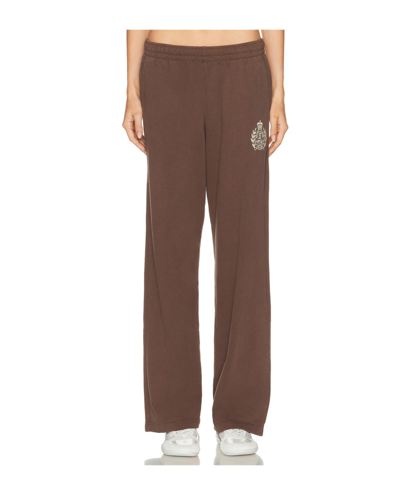 Sporty And Rich Elastic Waist Sports Pants In Brown