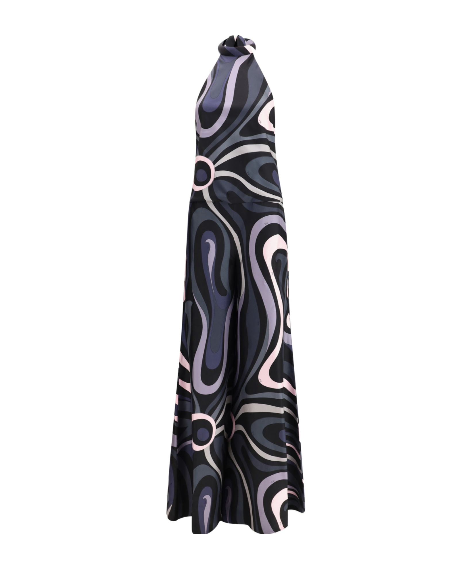 Pucci Long Jumpsuit In Silk With Print In Black