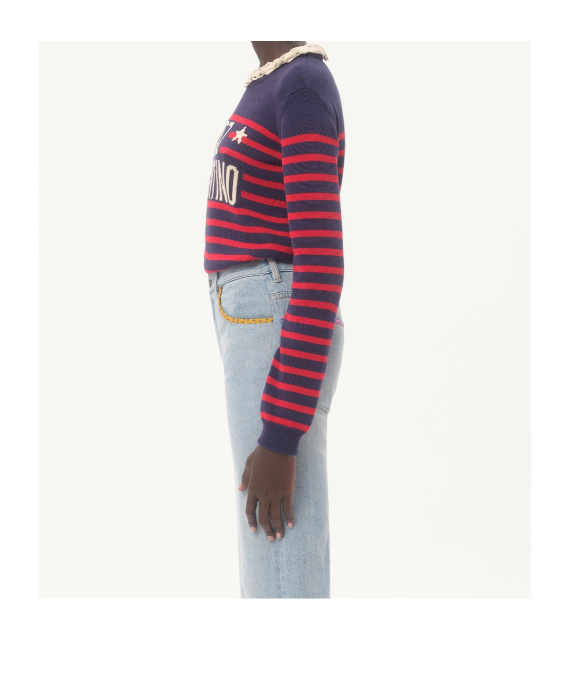 Valentino Knitwear Sweater Asymmetric Neck Design In Blue