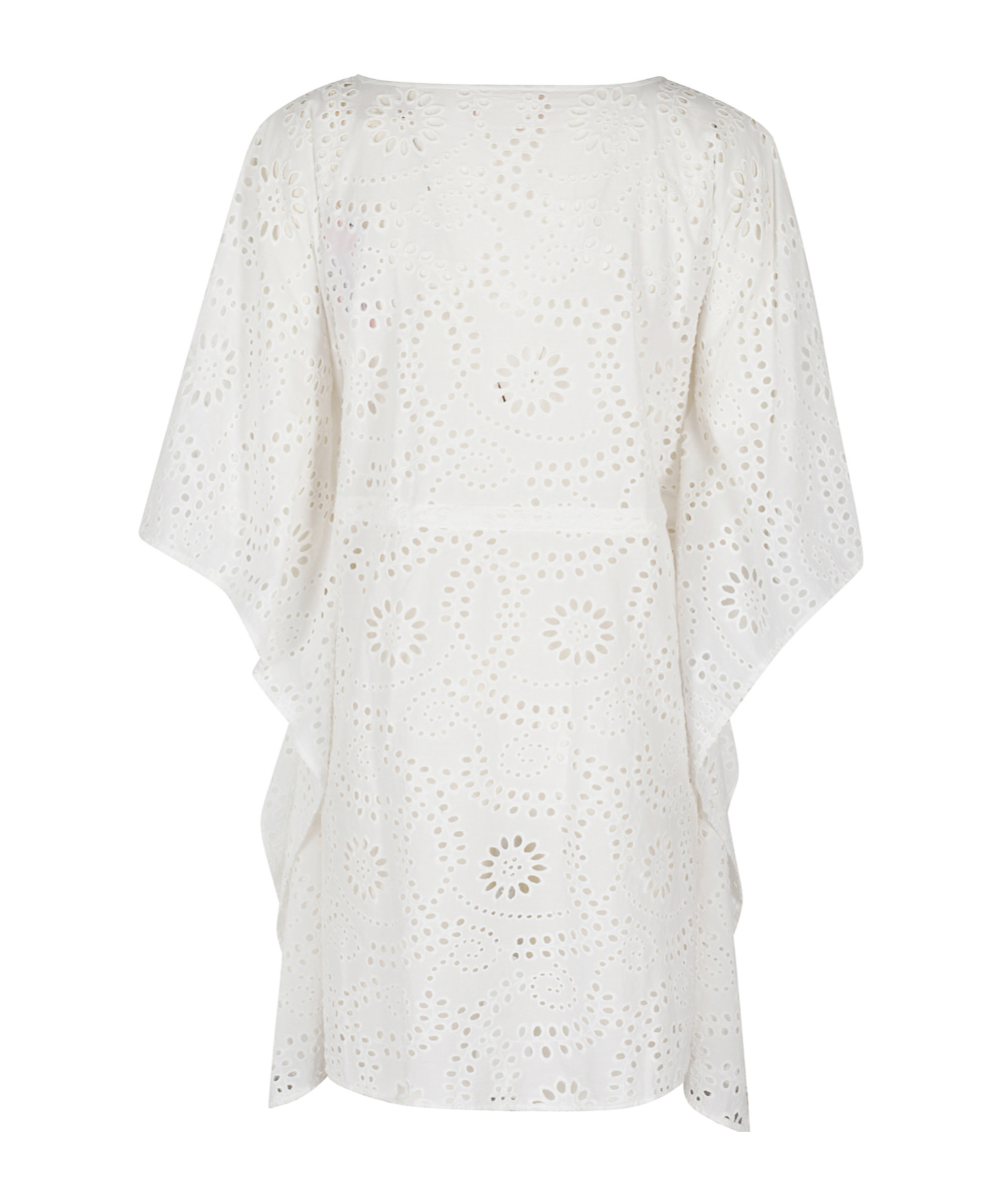 Mc2 Saint Barth Floral Cut-out Cotton Round Neck Caftan