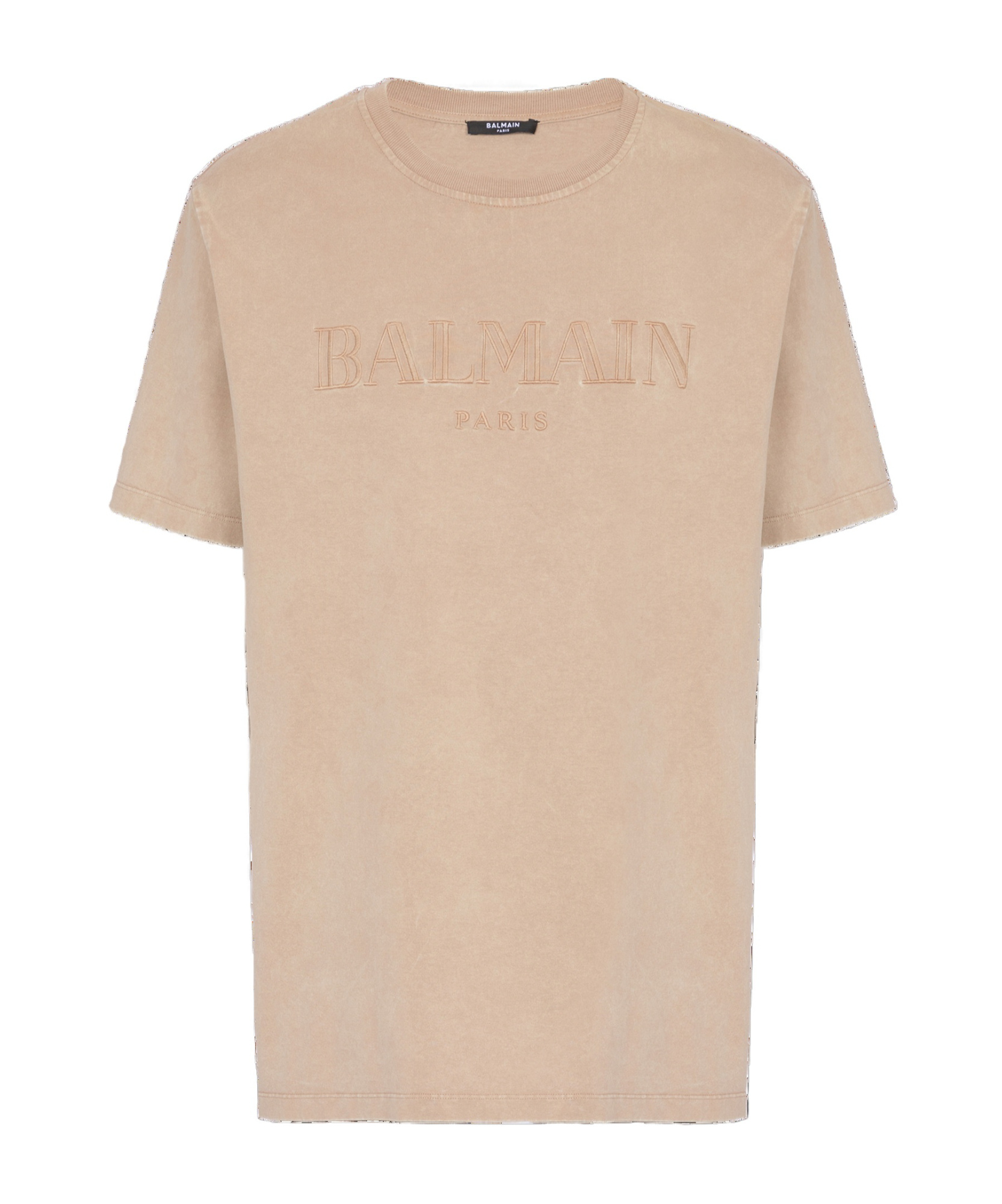 Shop Balmain Loose T-shirt With Vintage  Embroidery In Nude