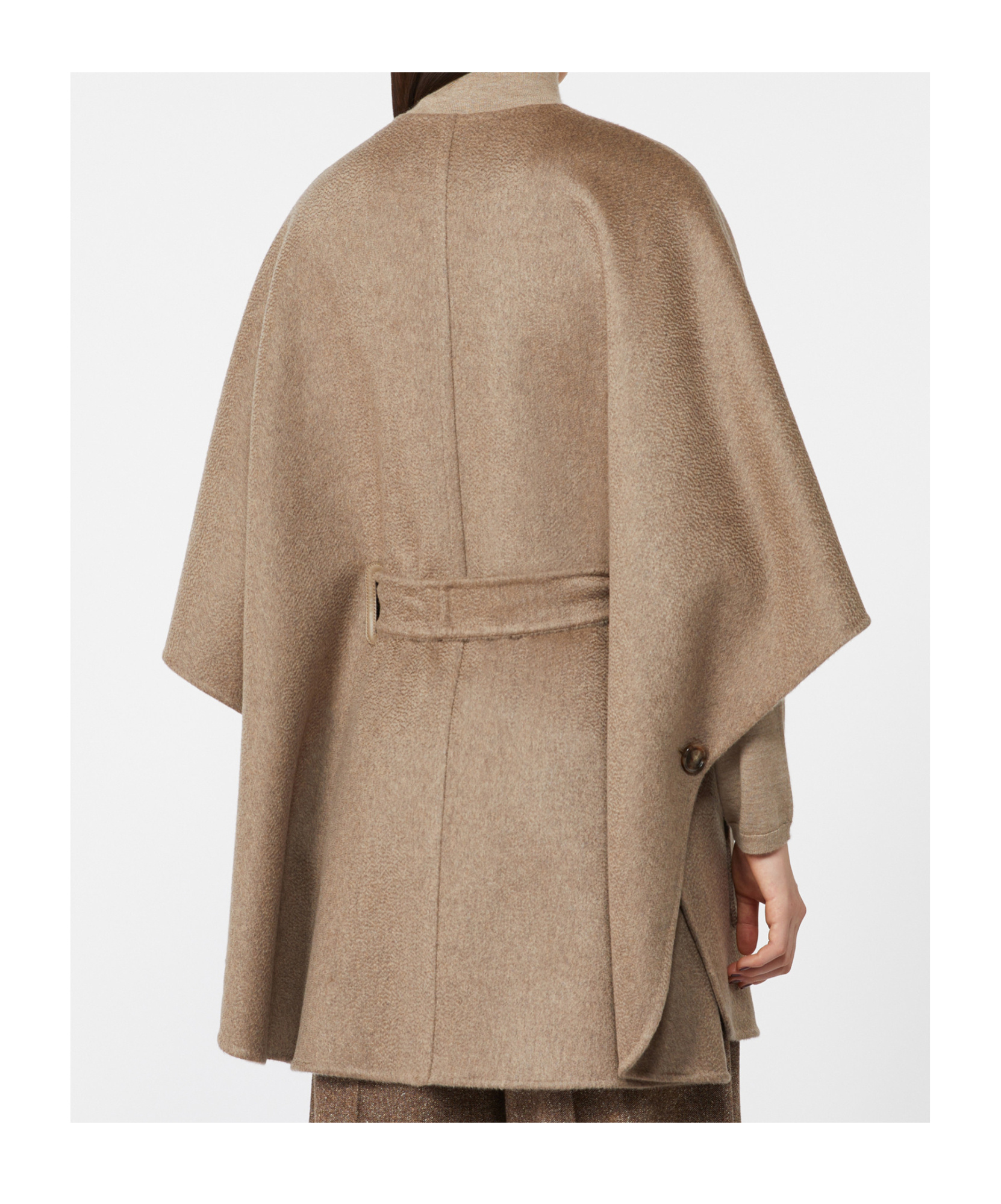 Max Mara Cashmere Cape With Belt In Brown