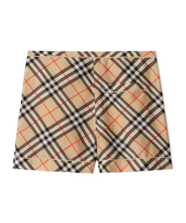 Burberry Check Silk Pyjama Shorts In Nude