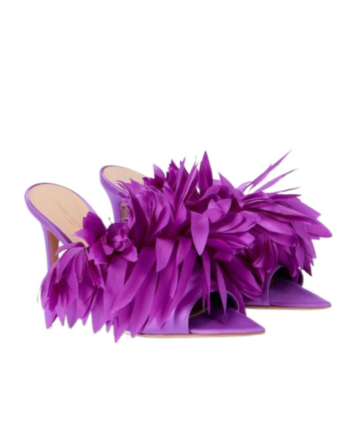 Gianvito Rossi Crepe Satin Mules In Purple