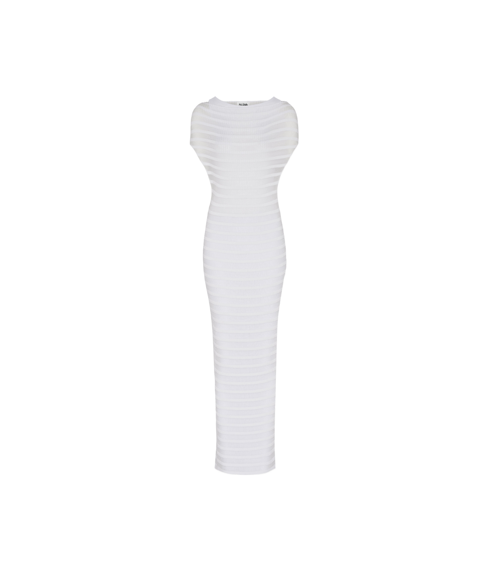 Jean Paul Gaultier Striped Ribbed Maxi Dress In White