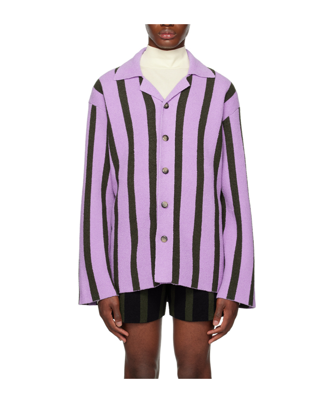 Nanushka Almar Striped Terry-cloth Shirt In Purple