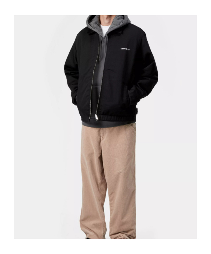 Carhartt Wip Logo Embroidered Zip-up Jacket In Black