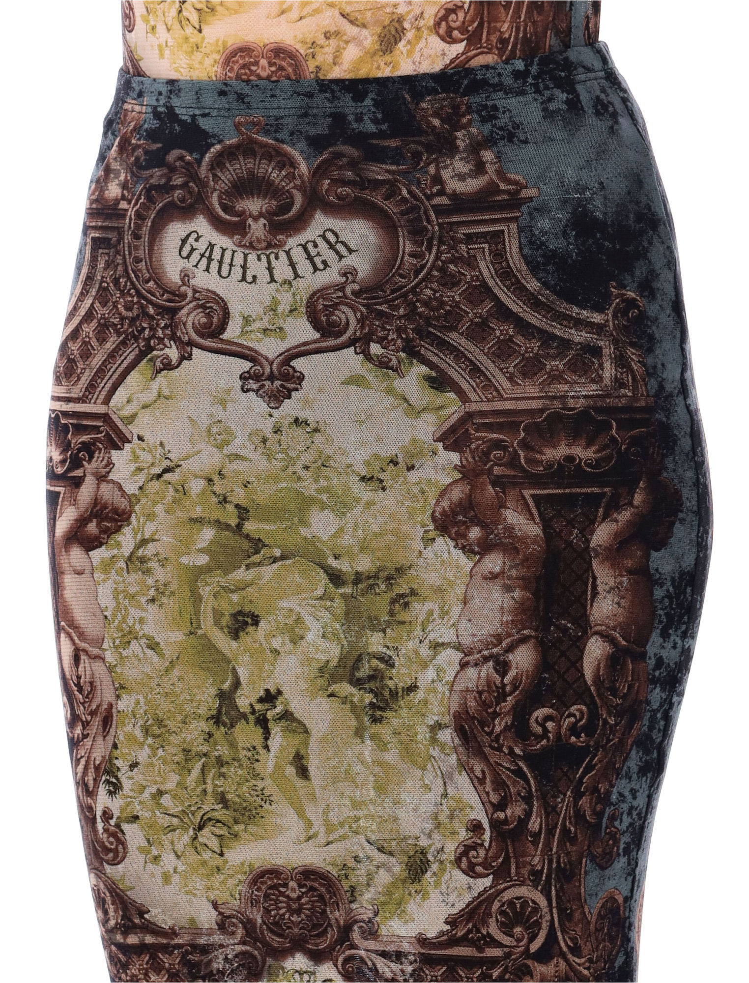 Jean Paul Gaultier Graphic Print Fitted Tulle Skirt In Gray