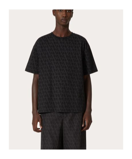 Valentino Canvas Iconograph Cotton T-shirt In Black