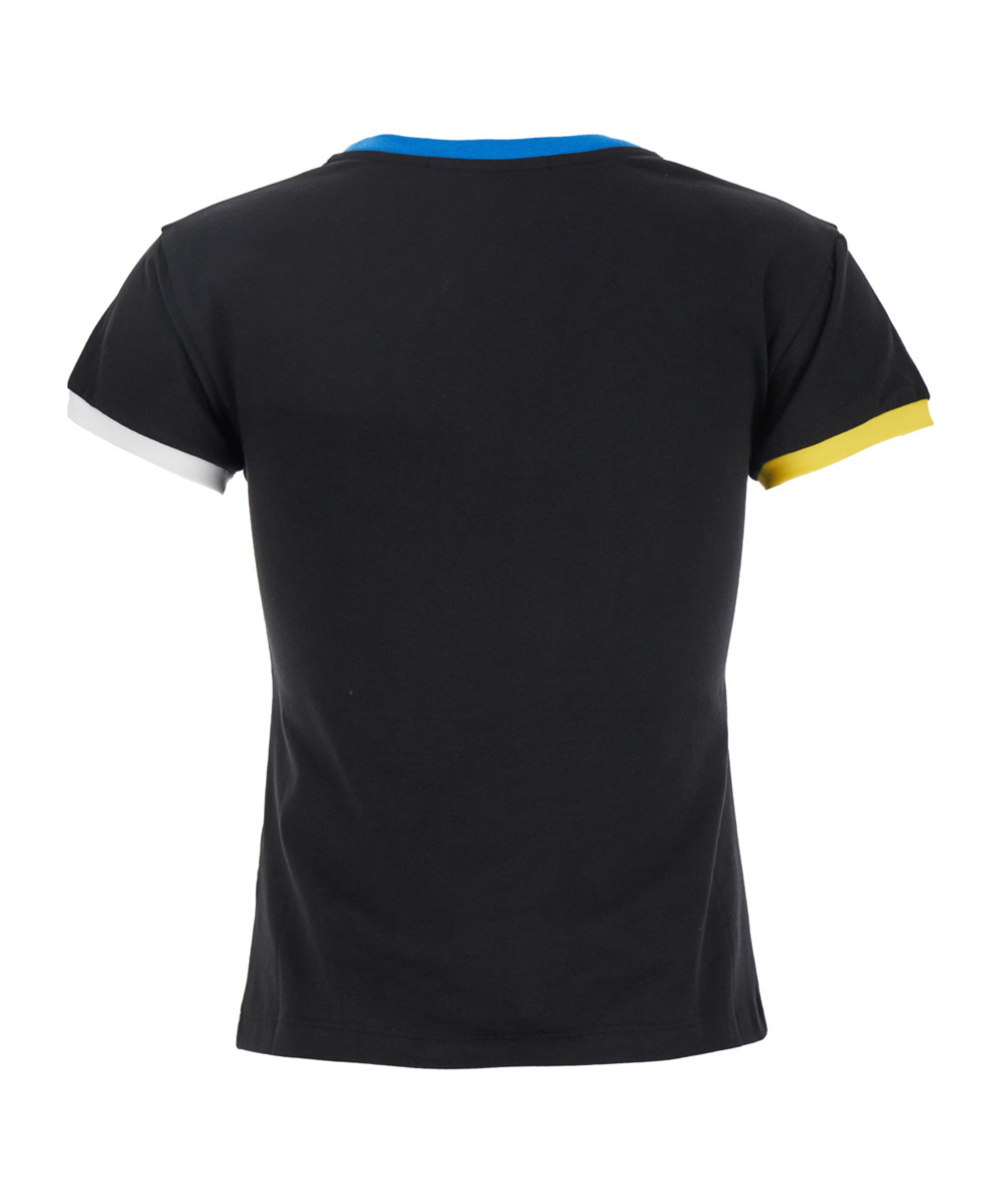Msgm Black T-shirt With Embroidered Logo On The Front And Contrasting Edges In Cotton Woman In Black