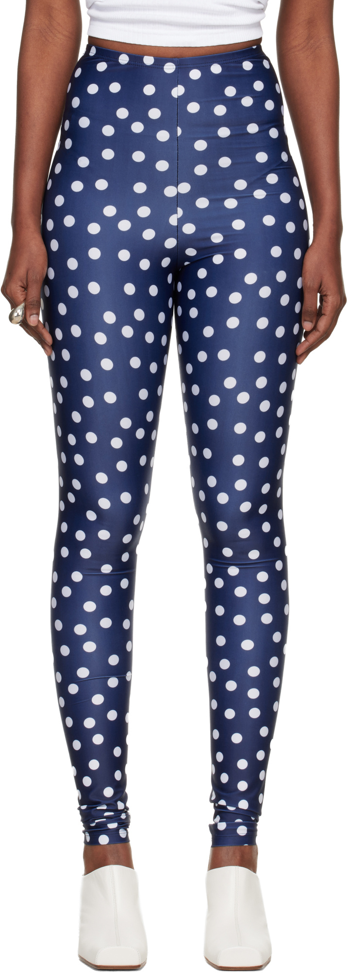 Jean Paul Gaultier Polka Dot Leggings In Blue