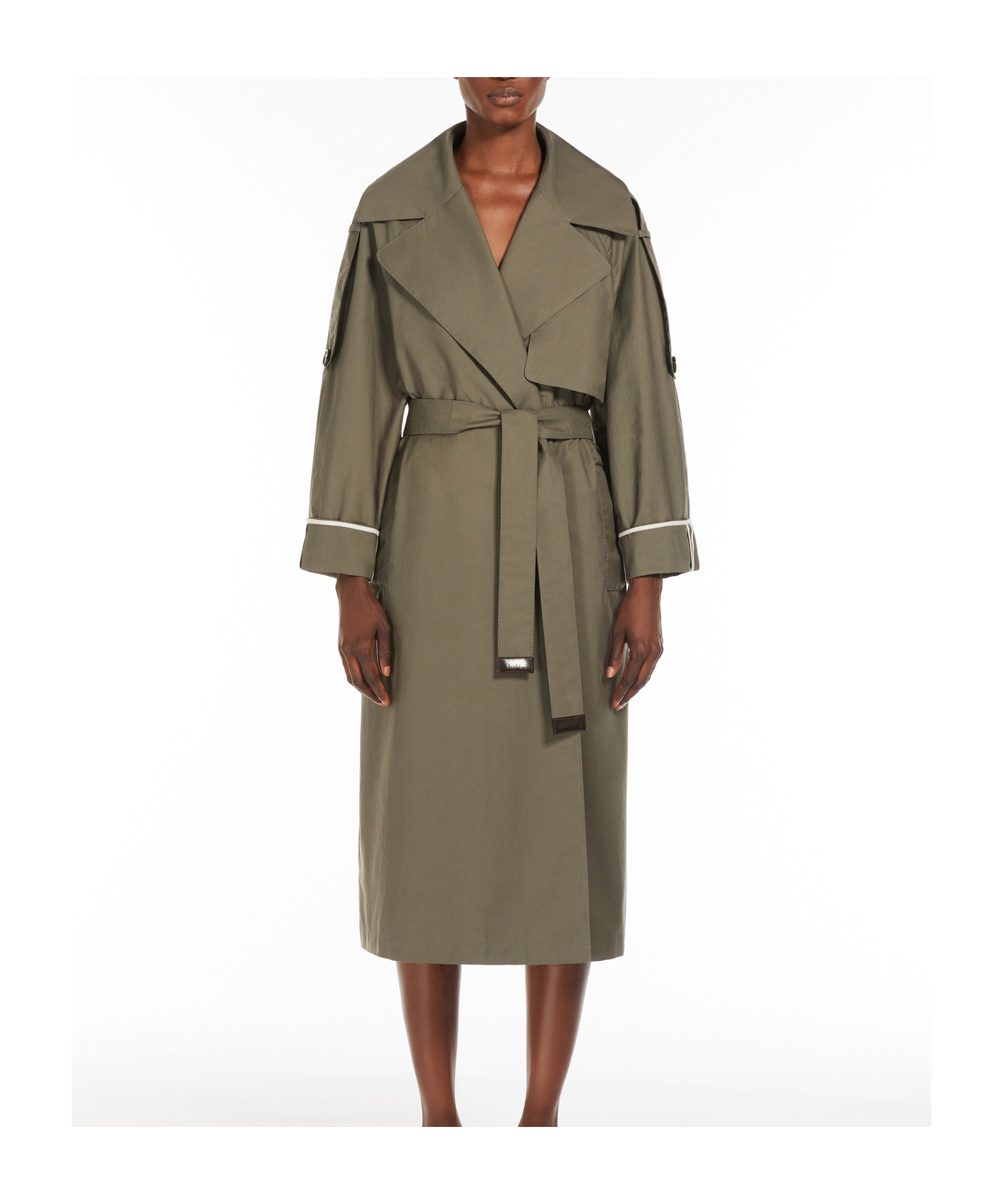 Max Mara Utrench Oversize Water Repellent Twill Trench Coat In Green